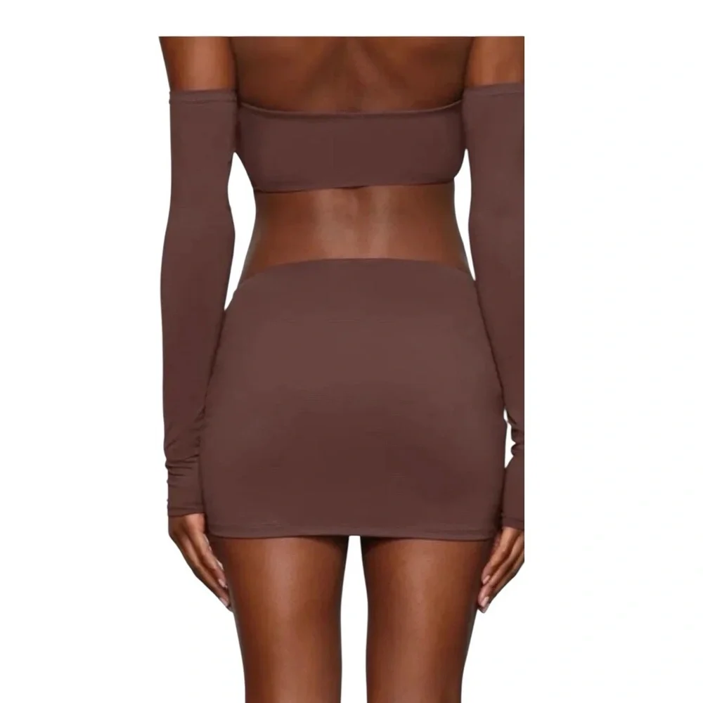 SKIMS COCOA RUCHED MINI SWIM SKIRT NWT SIZE 3X